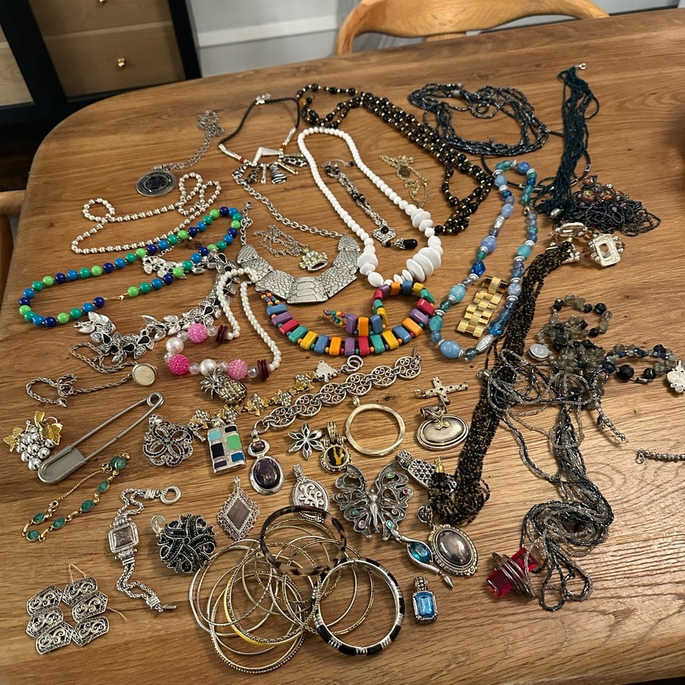 Vintage Jewelry necklaces, brooches, earrings- estate sale